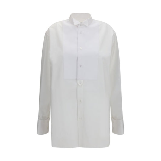 Saint Laurent White Cotton Tuxedo Dress Shirt for Women