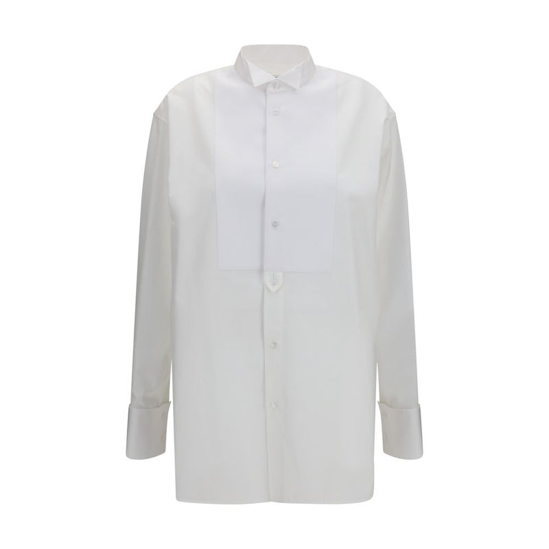 Saint Laurent White Cotton Dress Shirt - Elegant Tuxedo Style