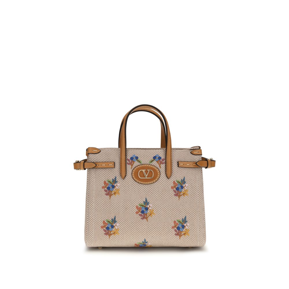 Valentino Garavani Antibes Beige Fabric Handbag