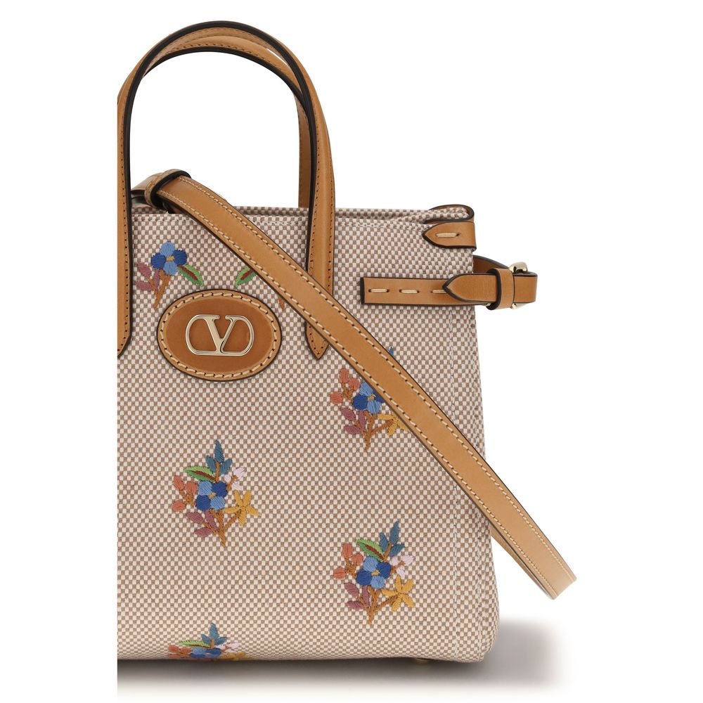 Valentino Garavani Antibes Beige Fabric Handbag