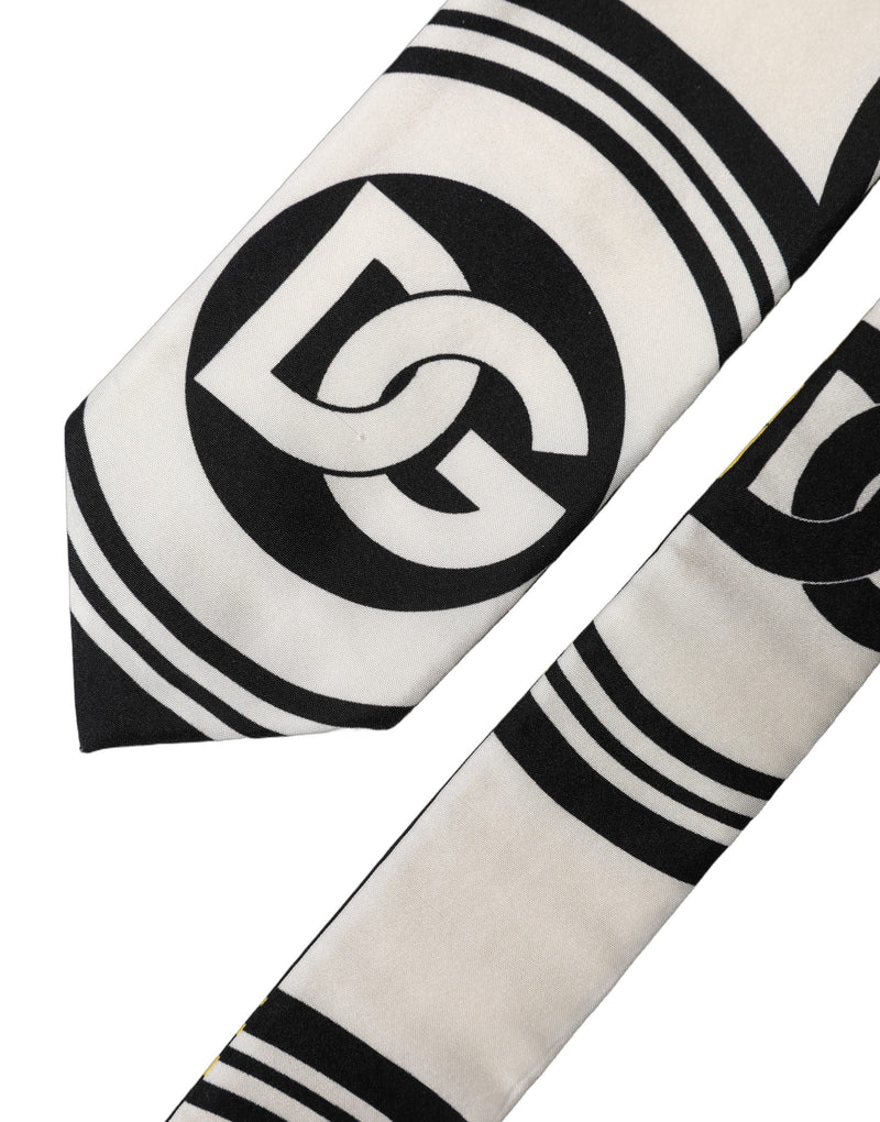 Dolce & Gabbana Multicolor Monogram Print Silk Adjustable Necktie