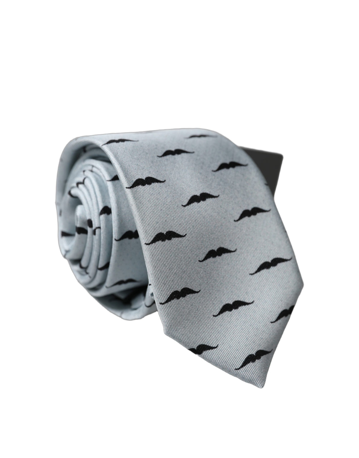 Dolce & Gabbana Light Gray Mustache Fantasy Silk Necktie