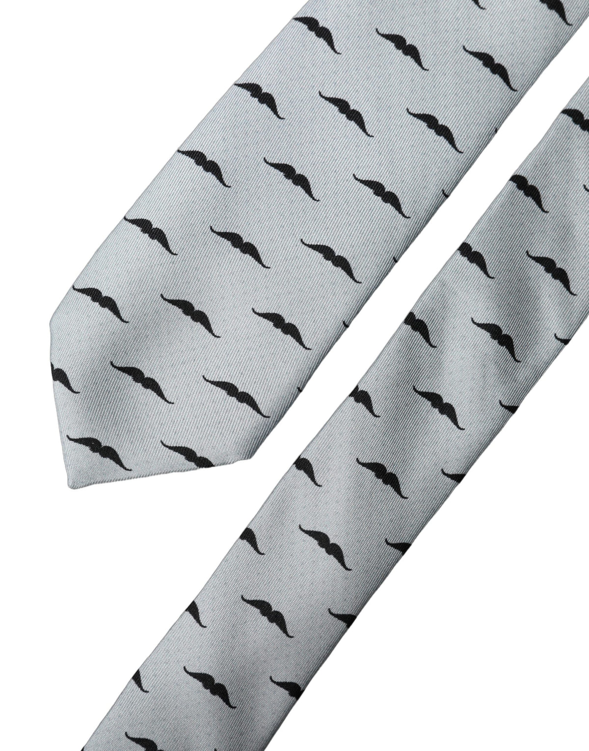 Dolce & Gabbana Light Gray Mustache Fantasy Silk Necktie