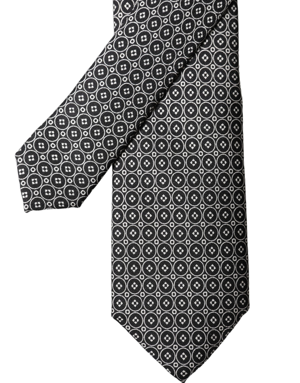 Cravate à motif en soie noire et blanche Dolce & Gabbana réglable pour homme