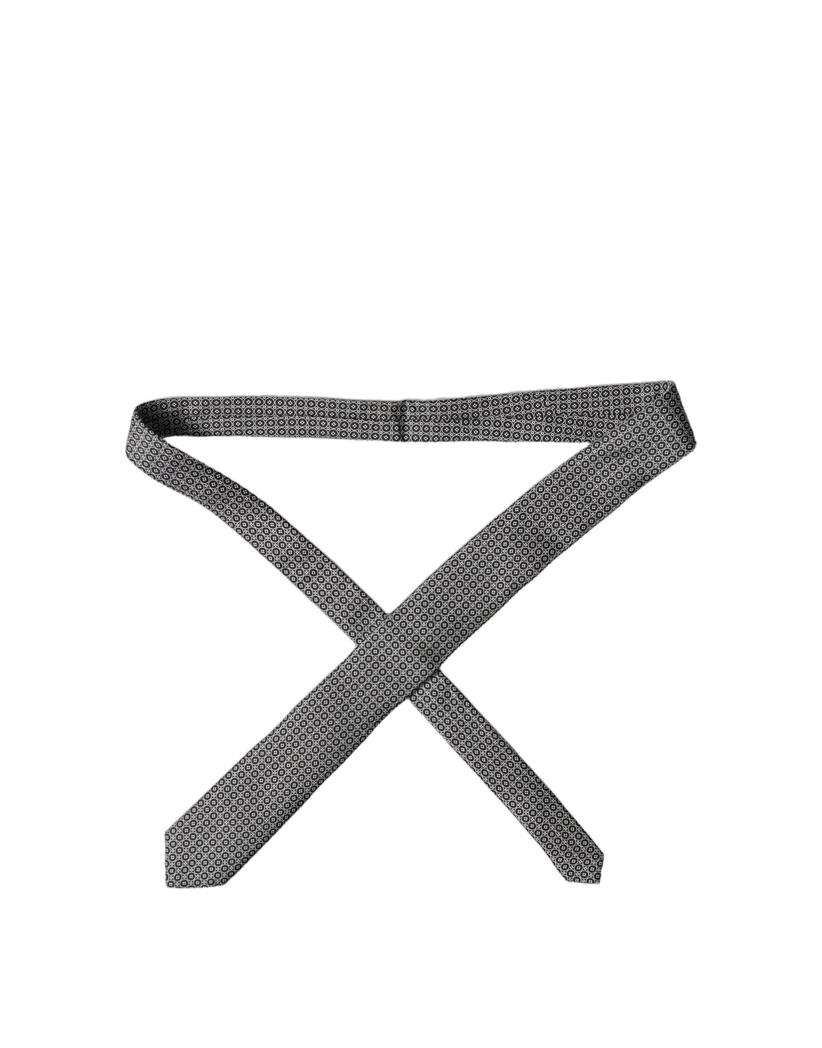 Cravate à motif en soie noire et blanche Dolce & Gabbana réglable pour homme