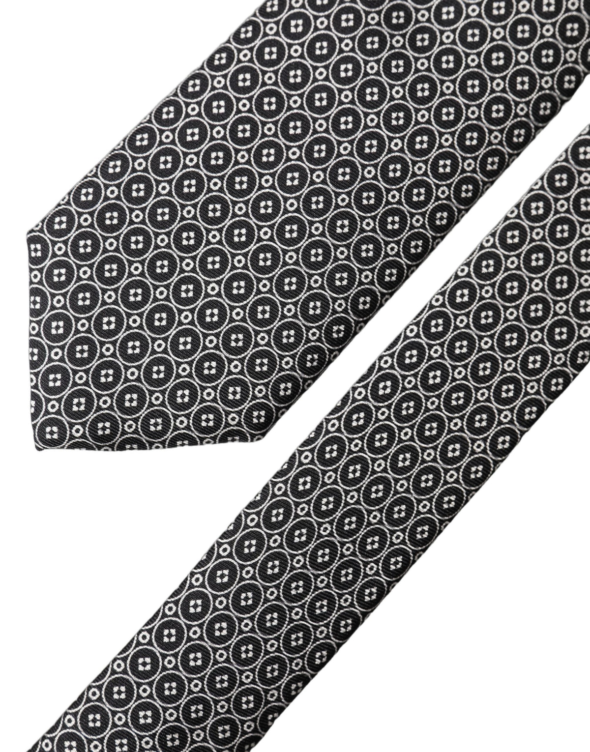 Cravate à motif en soie noire et blanche Dolce & Gabbana réglable pour homme