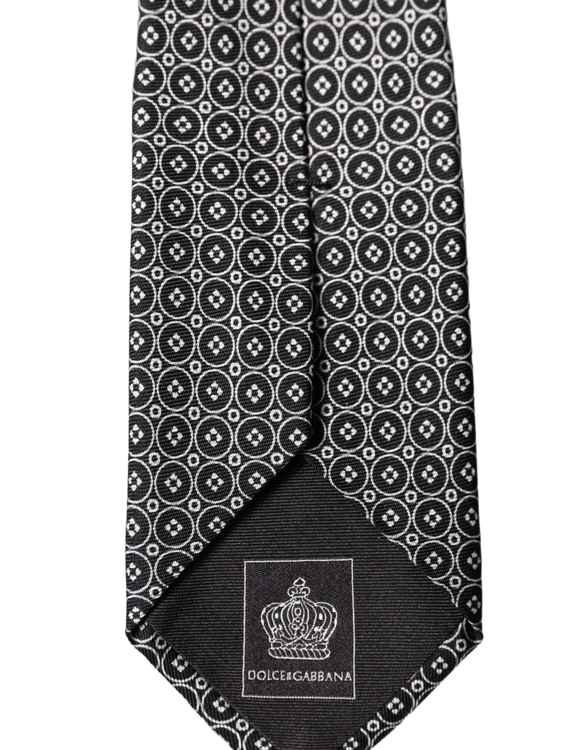 Cravate à motif en soie noire et blanche Dolce & Gabbana réglable pour homme