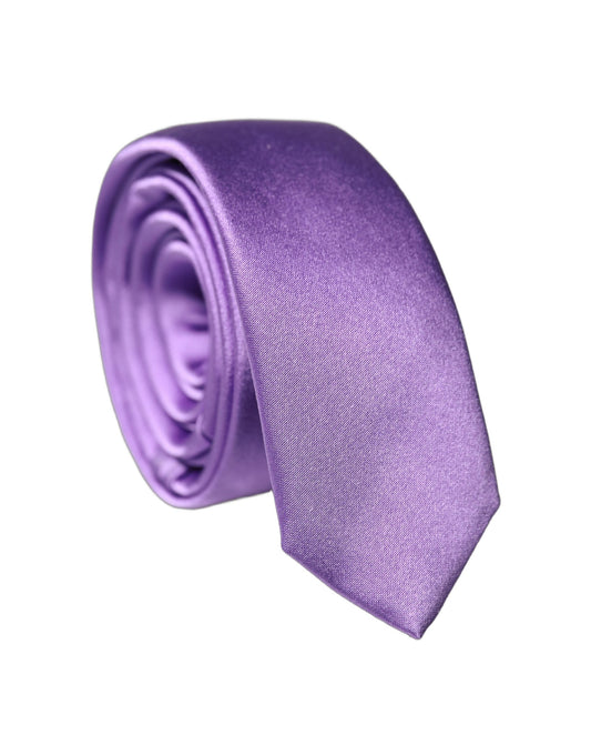 Dolce & Gabbana Purple Solid 100% Silk Adjustable Necktie