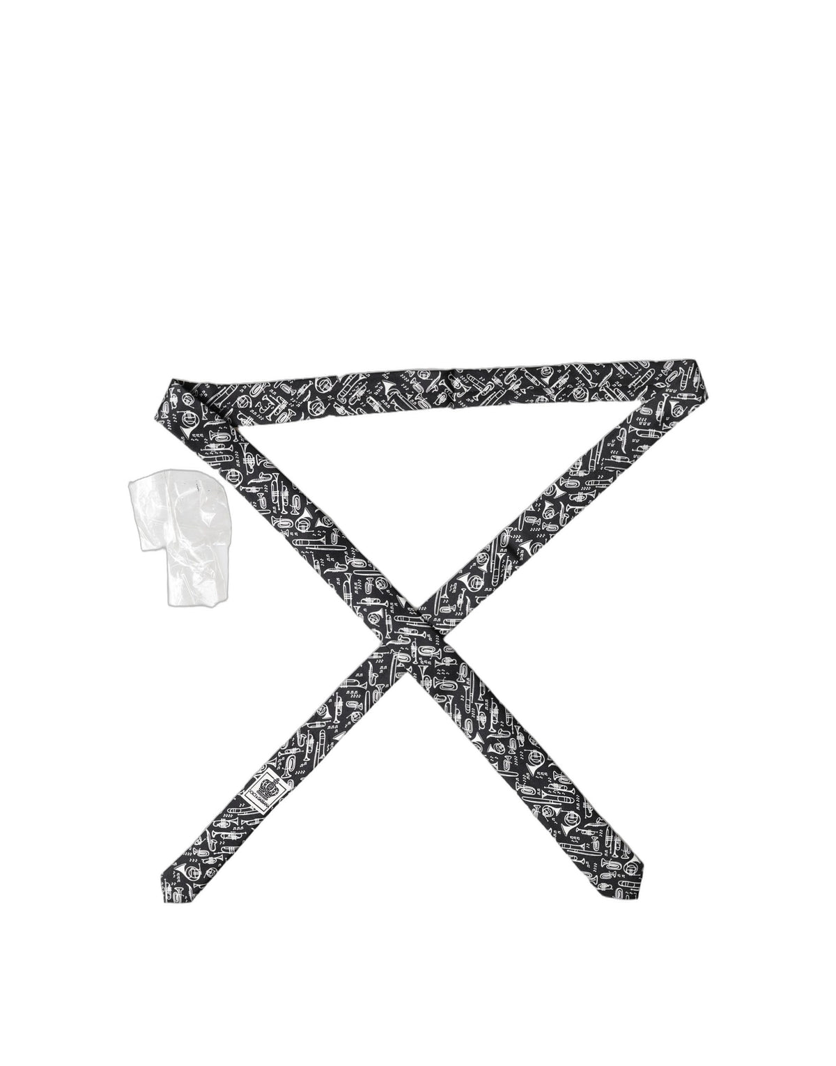 Cravate ajustable en soie imprimée trompette noire Dolce & Gabbana pour homme