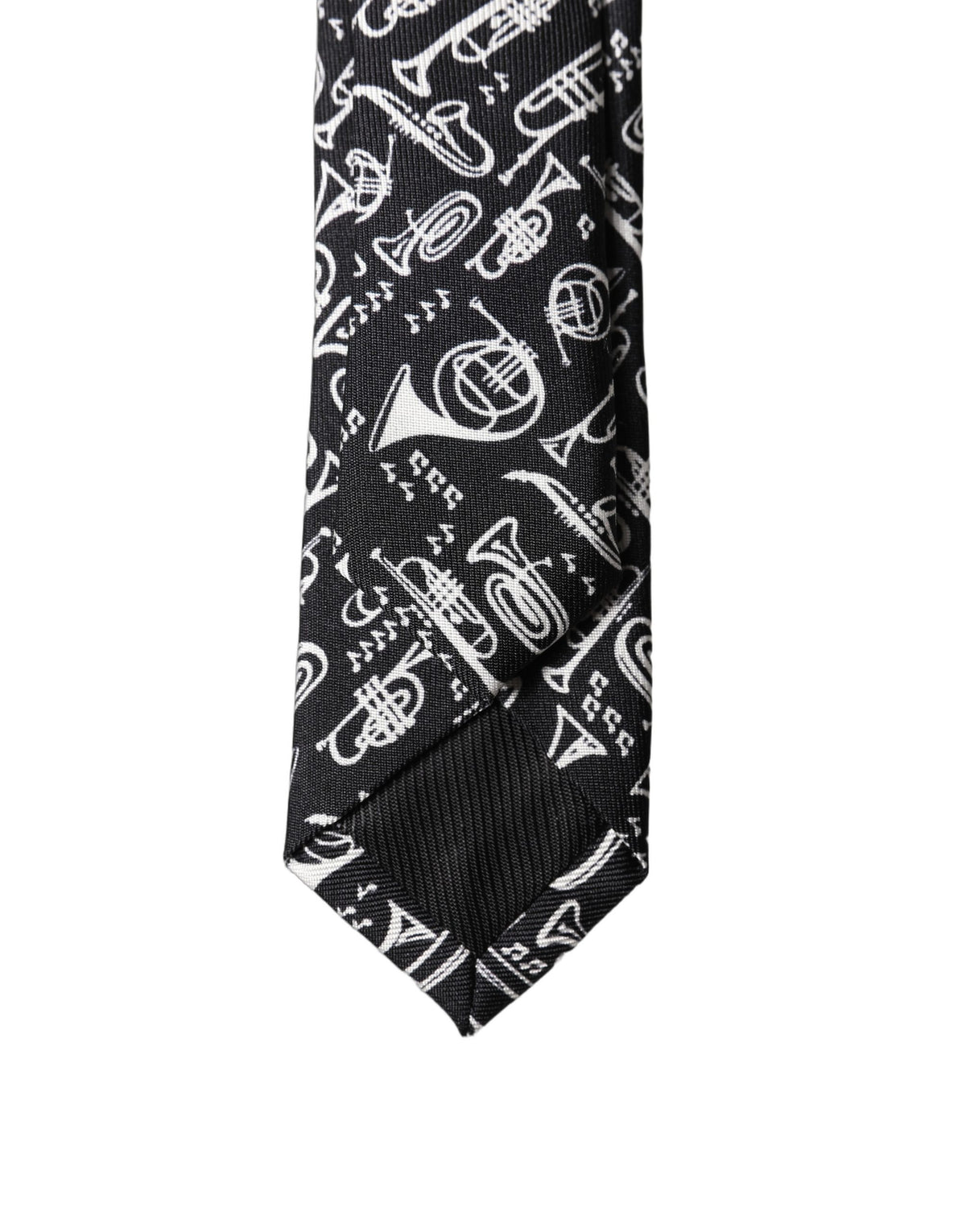 Cravate ajustable en soie imprimée trompette noire Dolce & Gabbana pour homme