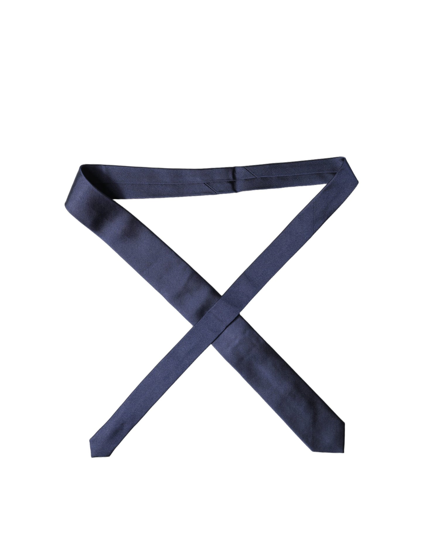 Dolce & Gabbana Navy Blue Solid 100% Silk Adjustable Men Necktie Tie