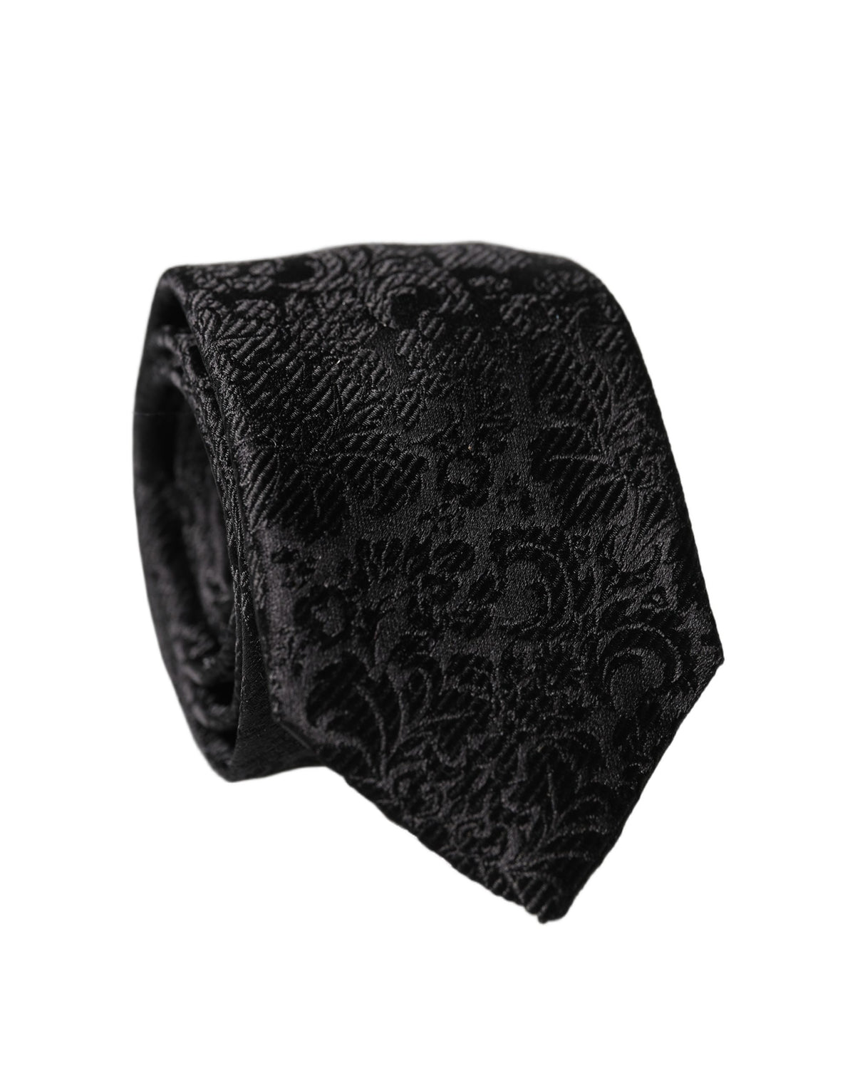 Cravate ajustable en soie noire à motif floral fantaisie pour homme Dolce & Gabbana