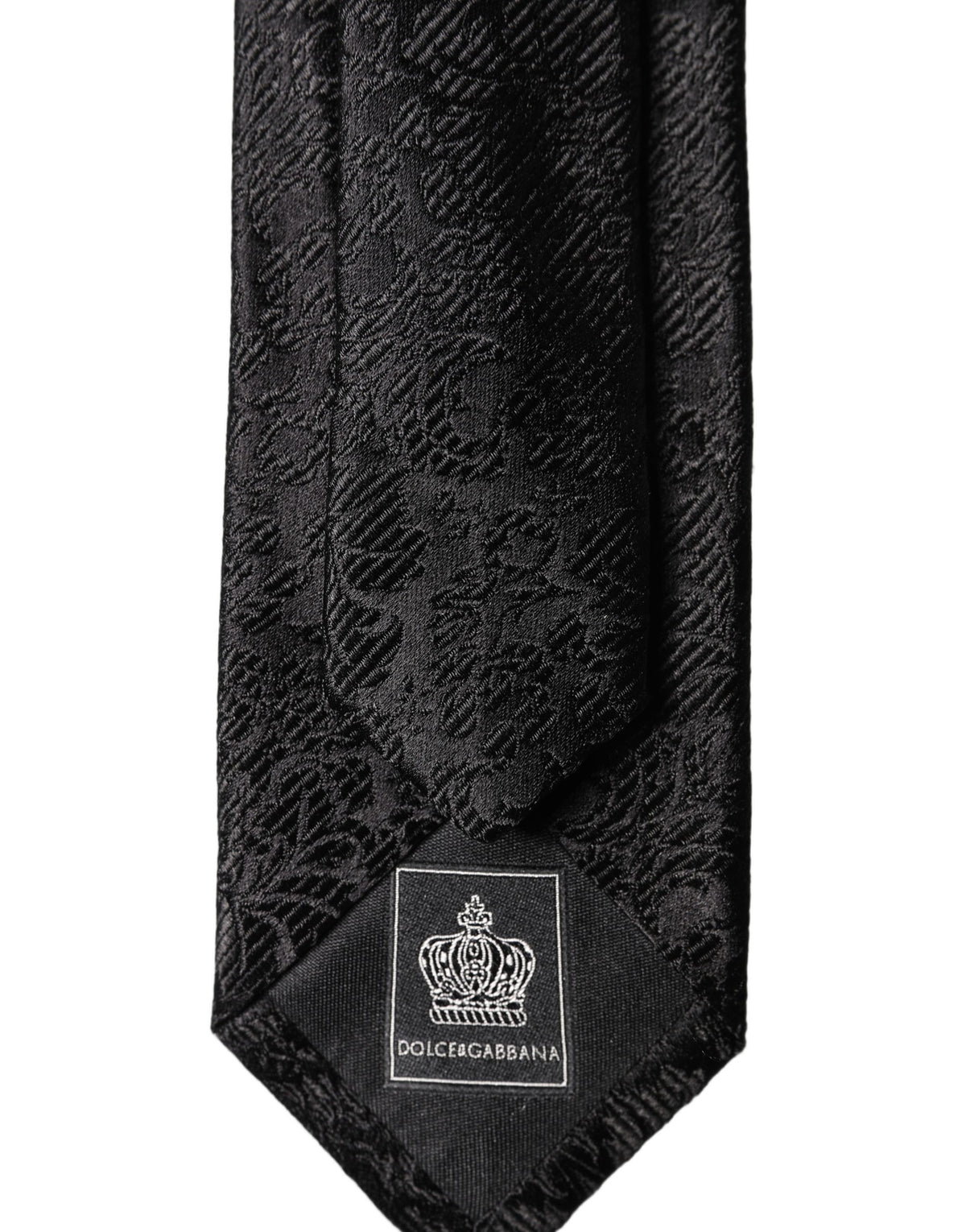 Cravate ajustable en soie noire à motif floral fantaisie pour homme Dolce & Gabbana