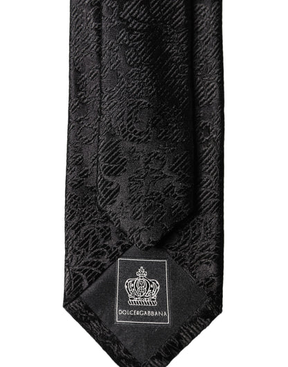 Dolce & Gabbana Black Floral Fantasy Silk Adjustable Men Tied Necktie Tie