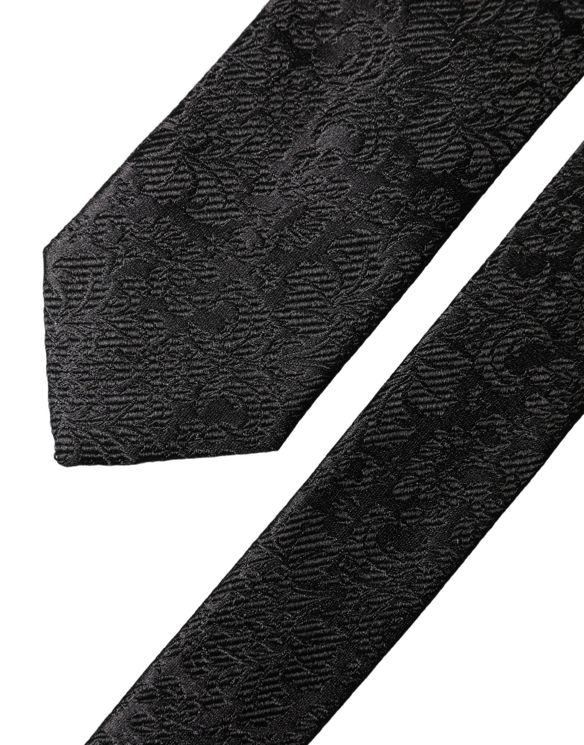 Cravate ajustable en soie noire à motif floral fantaisie pour homme Dolce & Gabbana