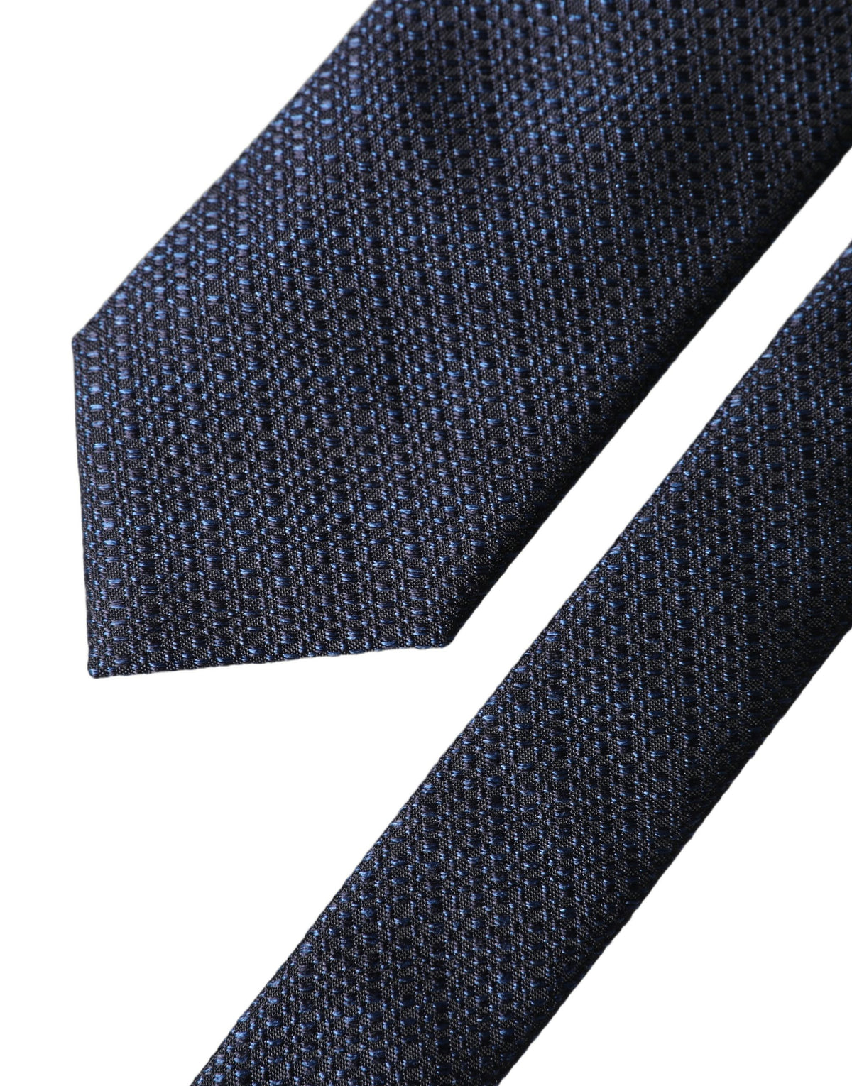 Dolce & Gabbana Navy Blue Textured Silk Adjustable Necktie