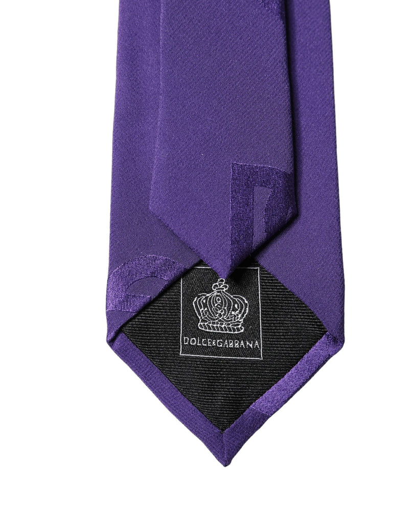 Dolce & Gabbana Purple DG Logo Monogram Silk Adjustable Men Necktie Tie