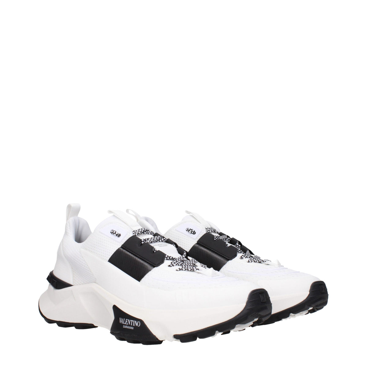 Valentino Garavani White Fabric Athletic Sneakers for Men
