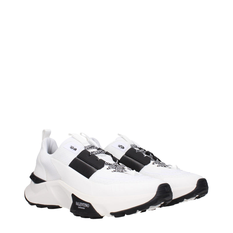 Valentino Garavani White Fabric Athletic Sneakers for Men