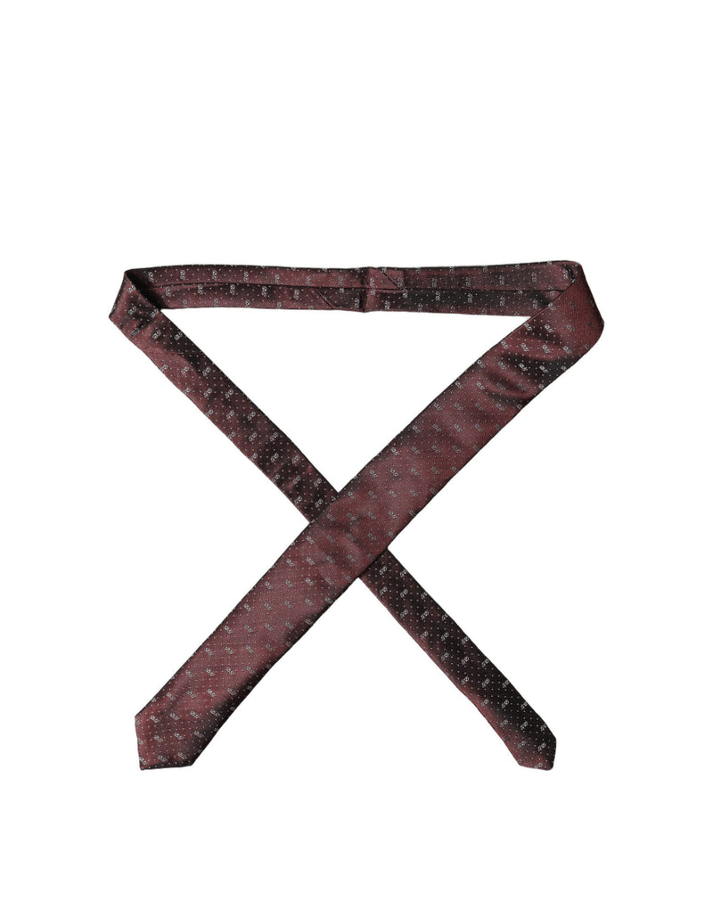 Dolce & Gabbana Burgundy Logo Monogram Silk Adjustable Necktie