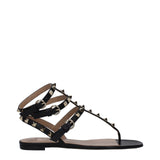 Valentino Garavani Black Leather Flip-Flop Sandals with Studs