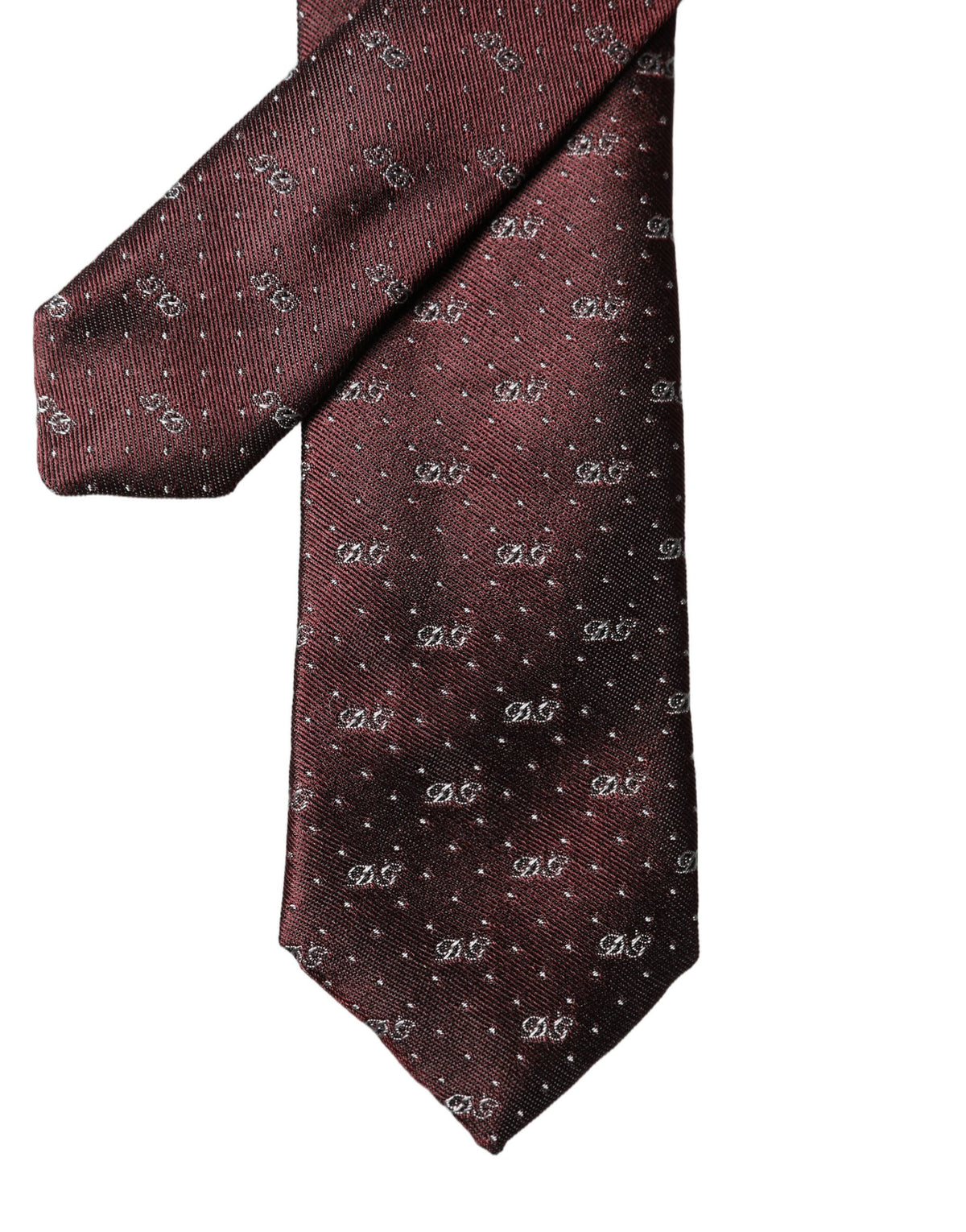 Dolce & Gabbana Burgundy Logo Monogram Silk Adjustable Necktie