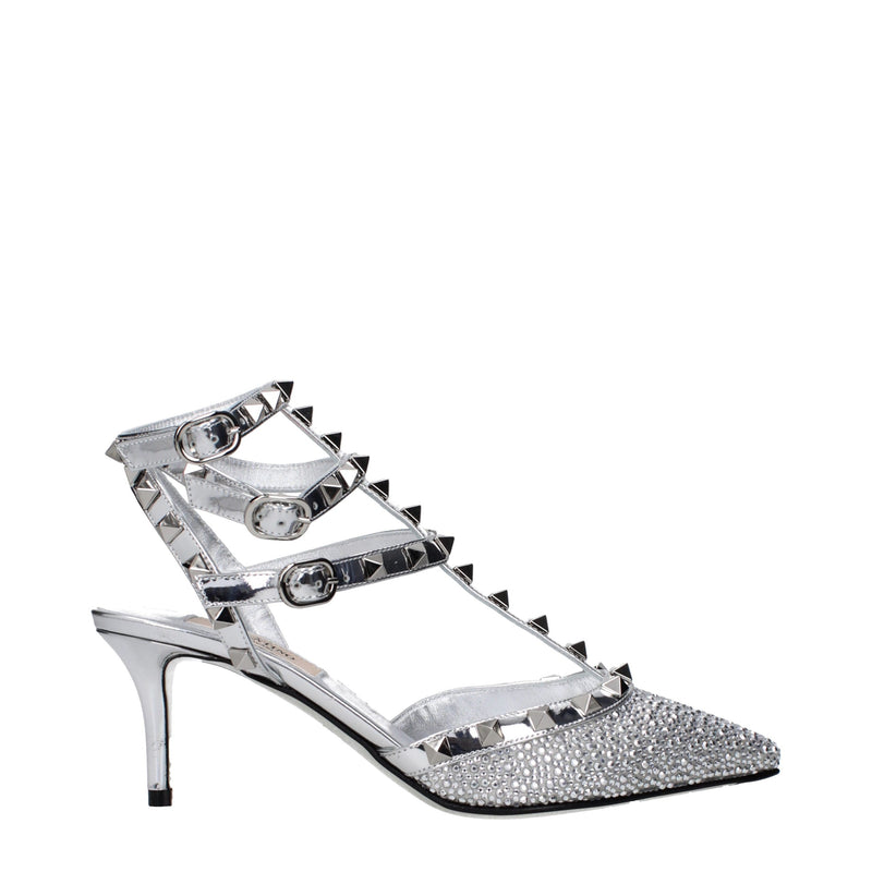 Valentino Garavani Gray Leather Stiletto Heel Sandals