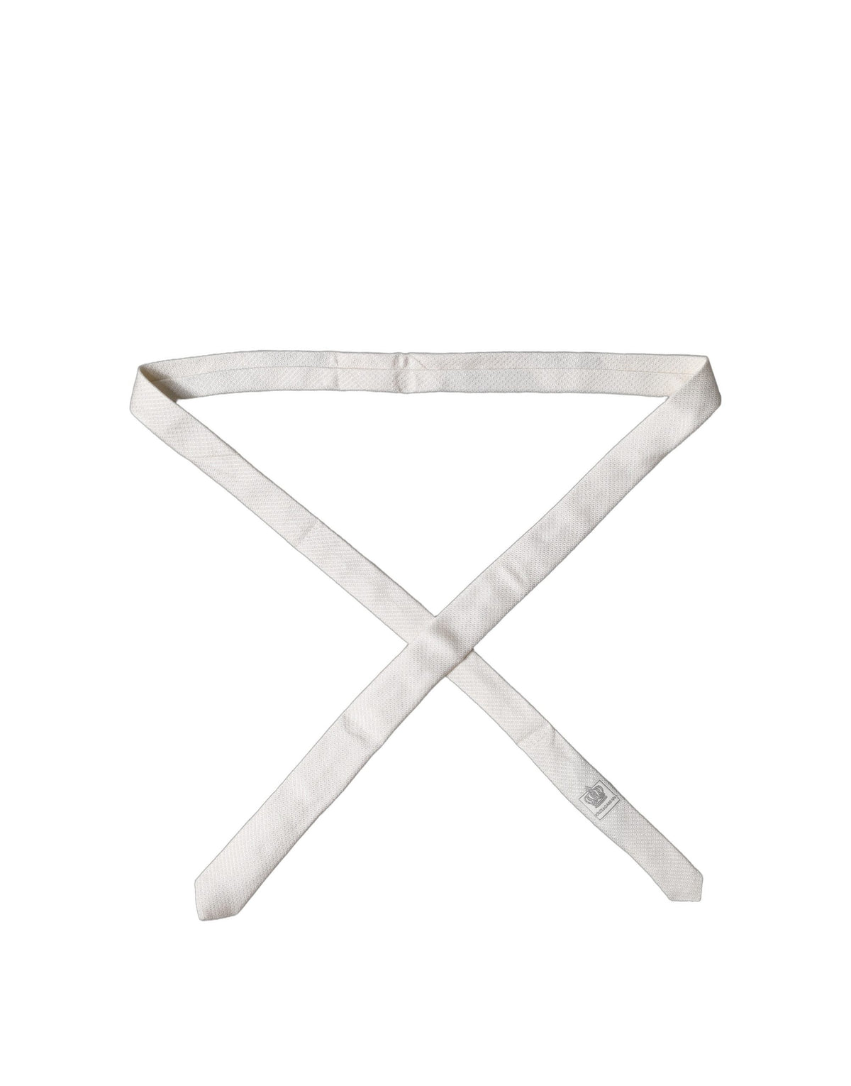Dolce & Gabbana White Solid Textured Silk Adjustable Necktie