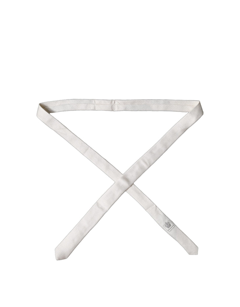 Dolce & Gabbana White Solid Textured Silk Adjustable Men Necktie