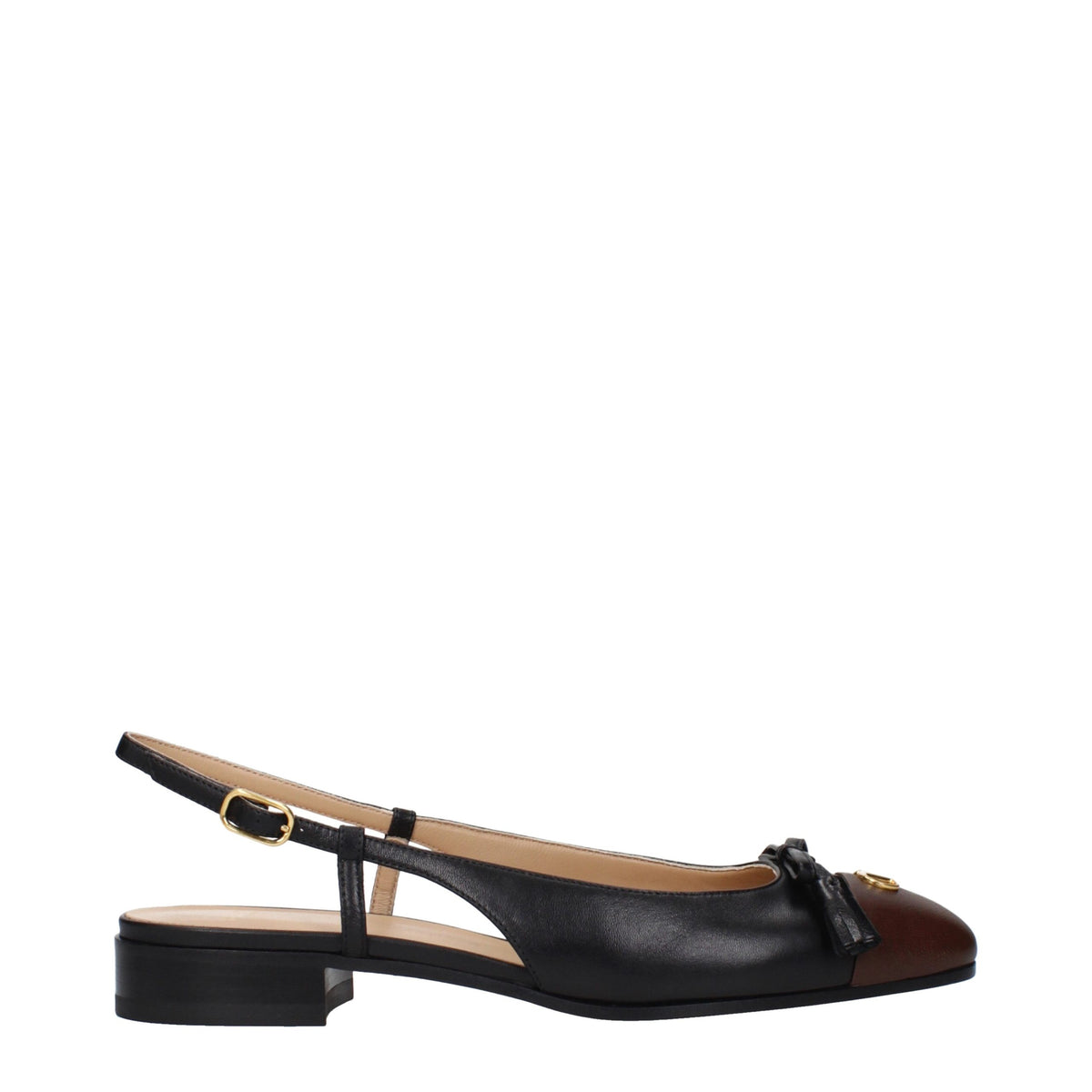Valentino Garavani Black Leather Ballet Flats for Women