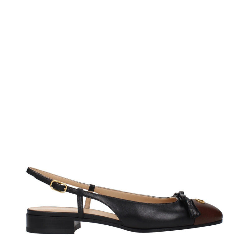 Valentino Garavani Black Leather Ballet Flats for Women