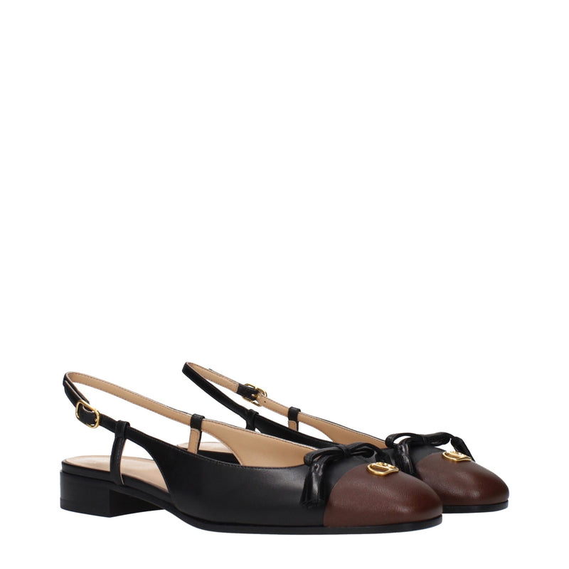 Valentino Garavani Black Leather Ballet Flats for Women