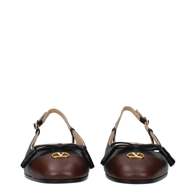 Valentino Garavani Black Leather Ballet Flats for Women