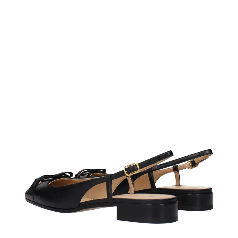 Valentino Garavani Black Leather Ballet Flats for Women