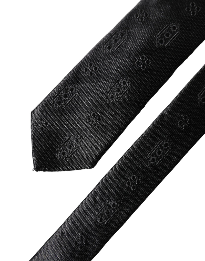 Cravate réglable pour homme Dolce & Gabbana en soie 100 % à motifs noirs