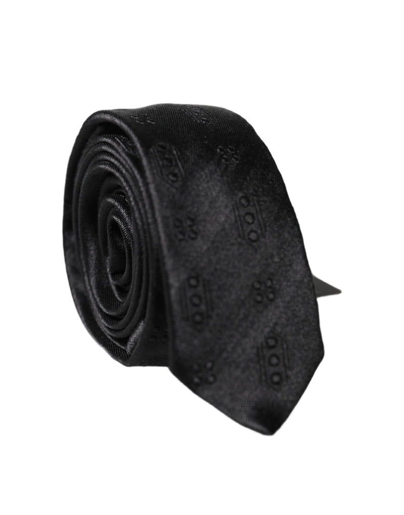 Cravate réglable pour homme Dolce & Gabbana en soie 100 % à motifs noirs