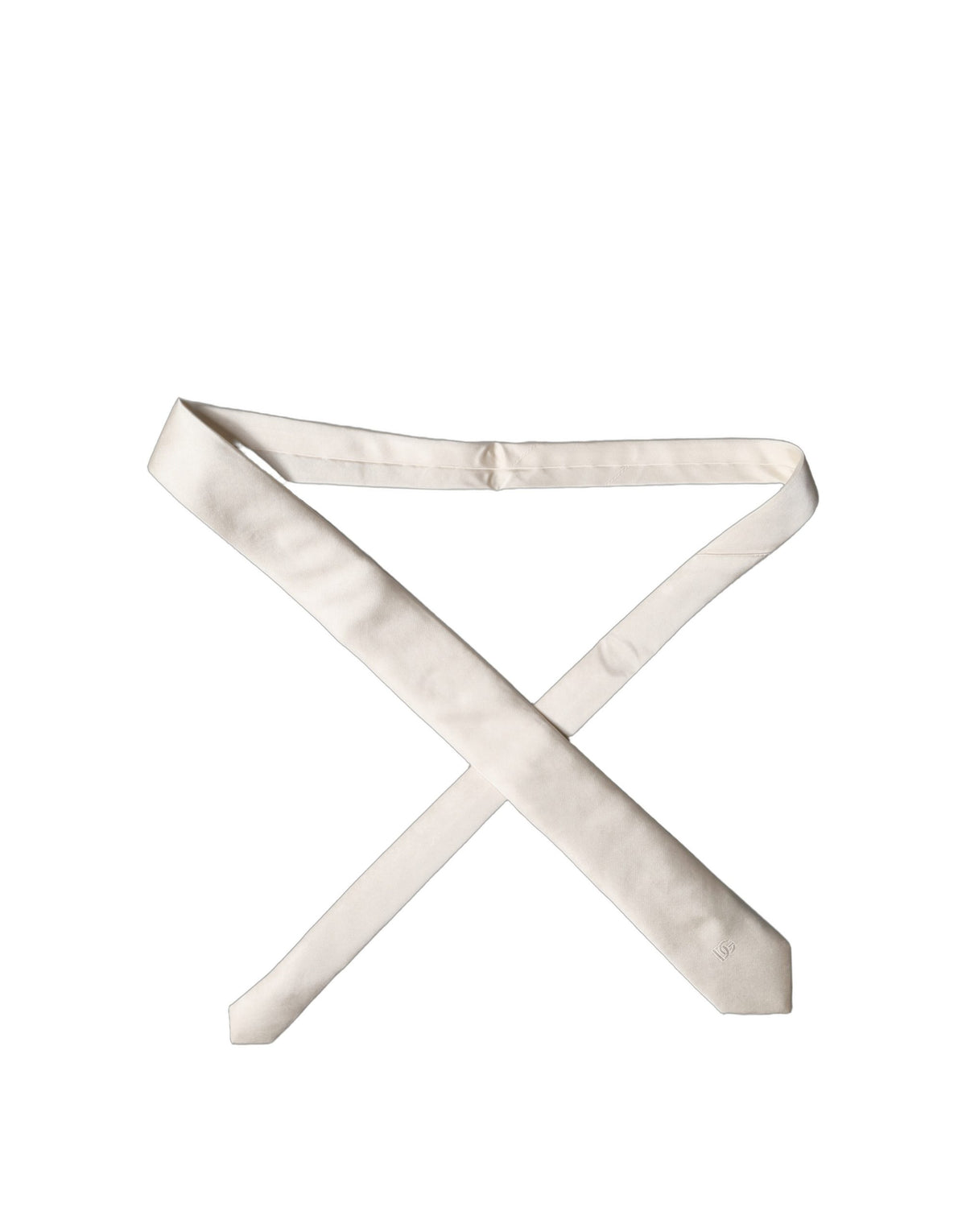 Dolce & Gabbana Off White DG Embroidery Silk Adjustable Necktie