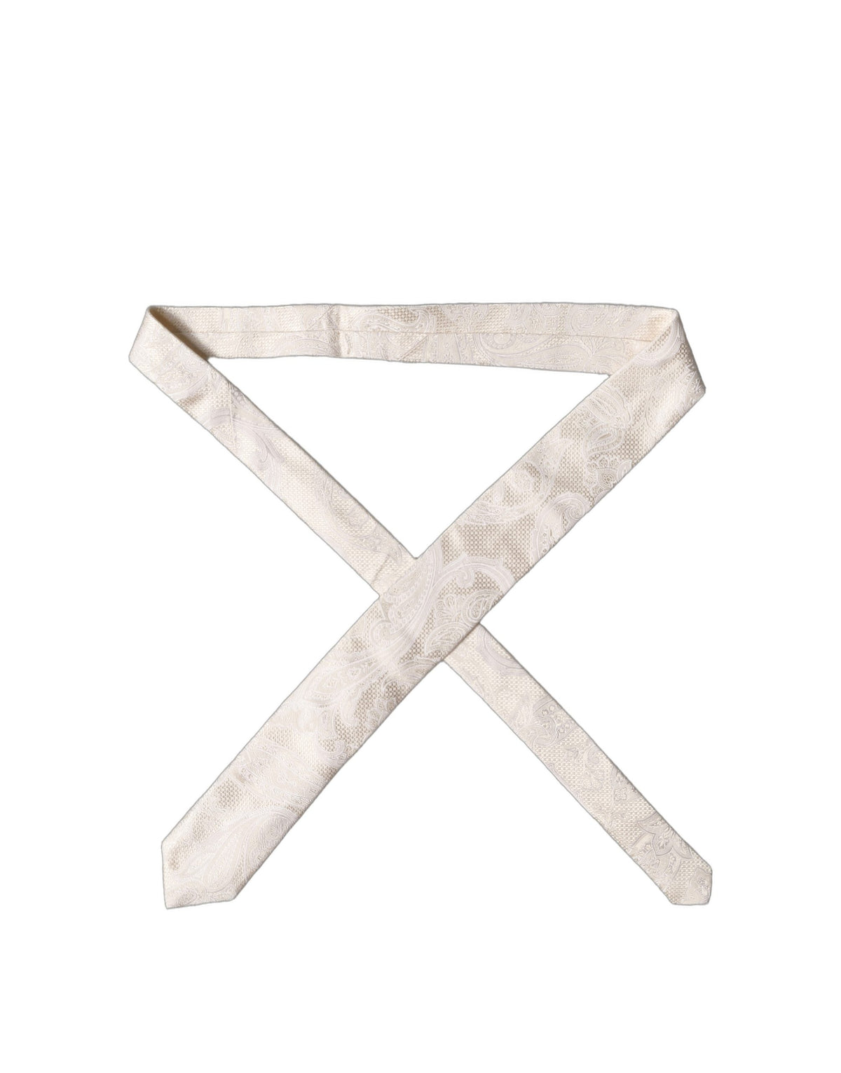 Dolce & Gabbana Off White Floral Silk Adjustable Necktie