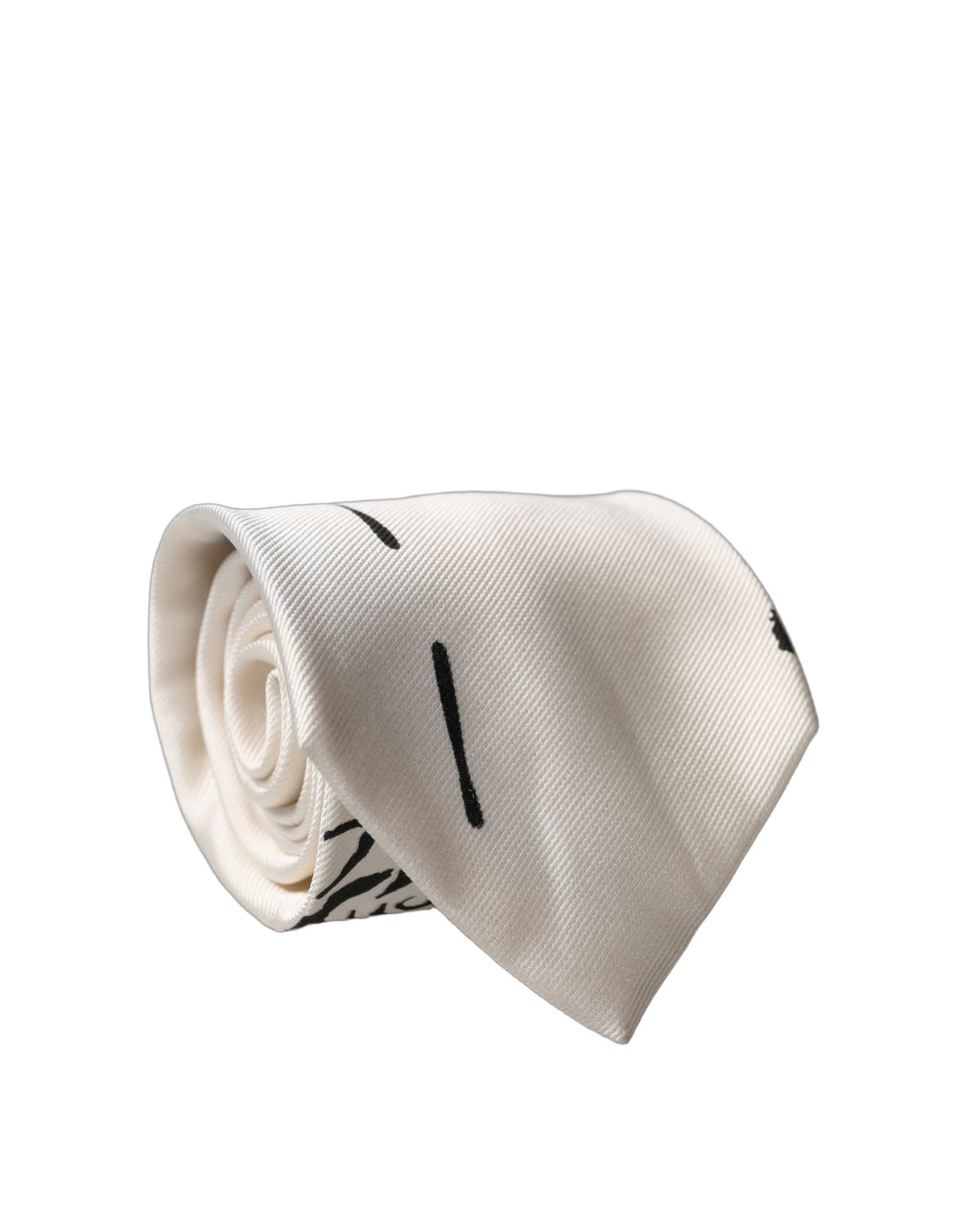 Dolce & Gabbana White Tattoo Floral Silk Adjustable Necktie
