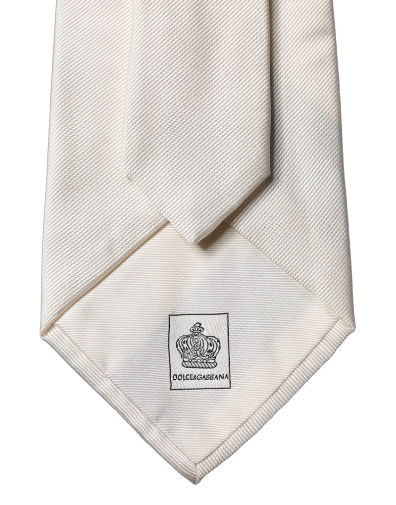 Dolce & Gabbana White Tattoo Floral Silk Adjustable Necktie