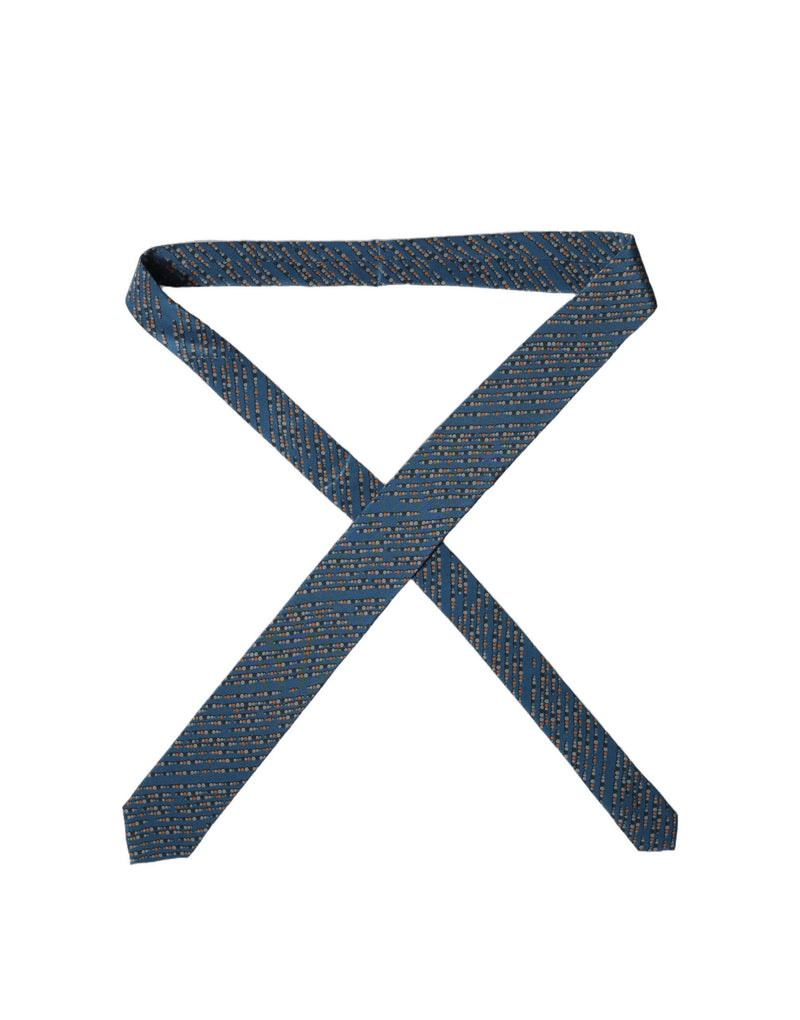 Dolce & Gabbana Blue Patterned 100% Silk Adjustable Necktie