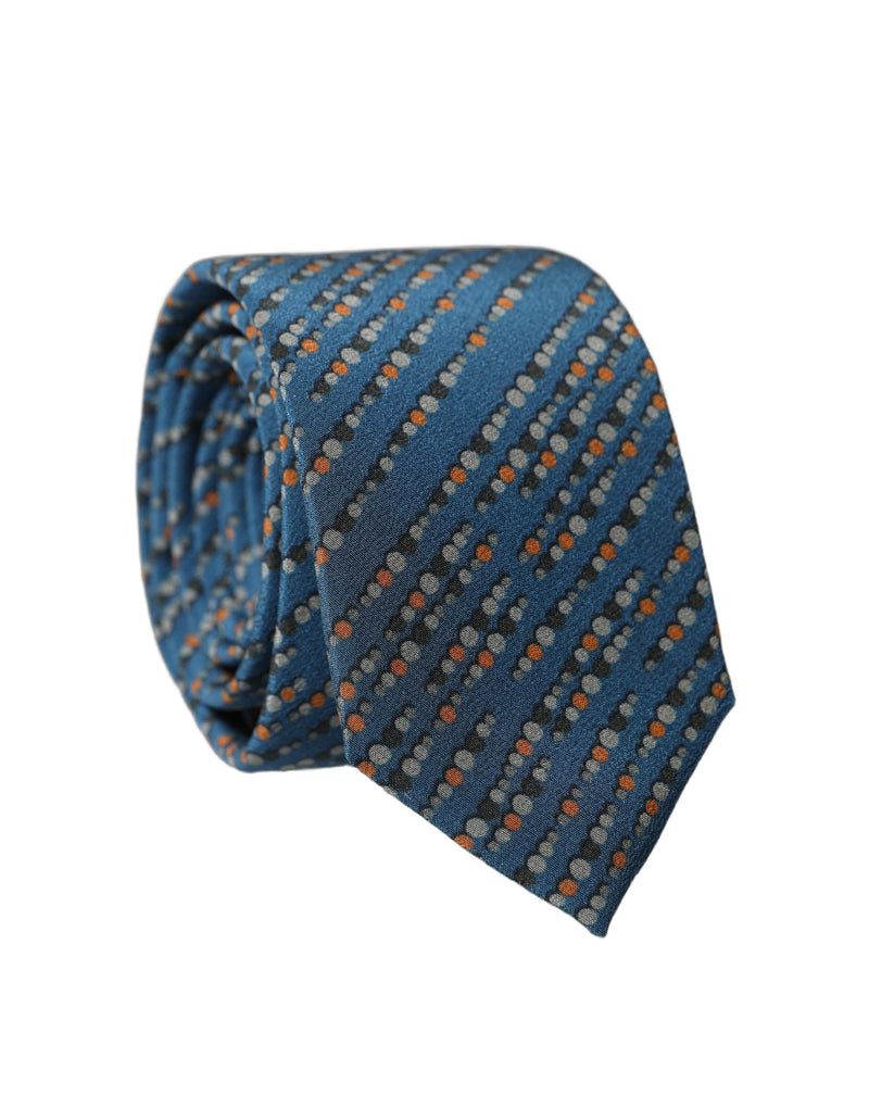 Dolce & Gabbana Blue Patterned 100% Silk Adjustable Necktie