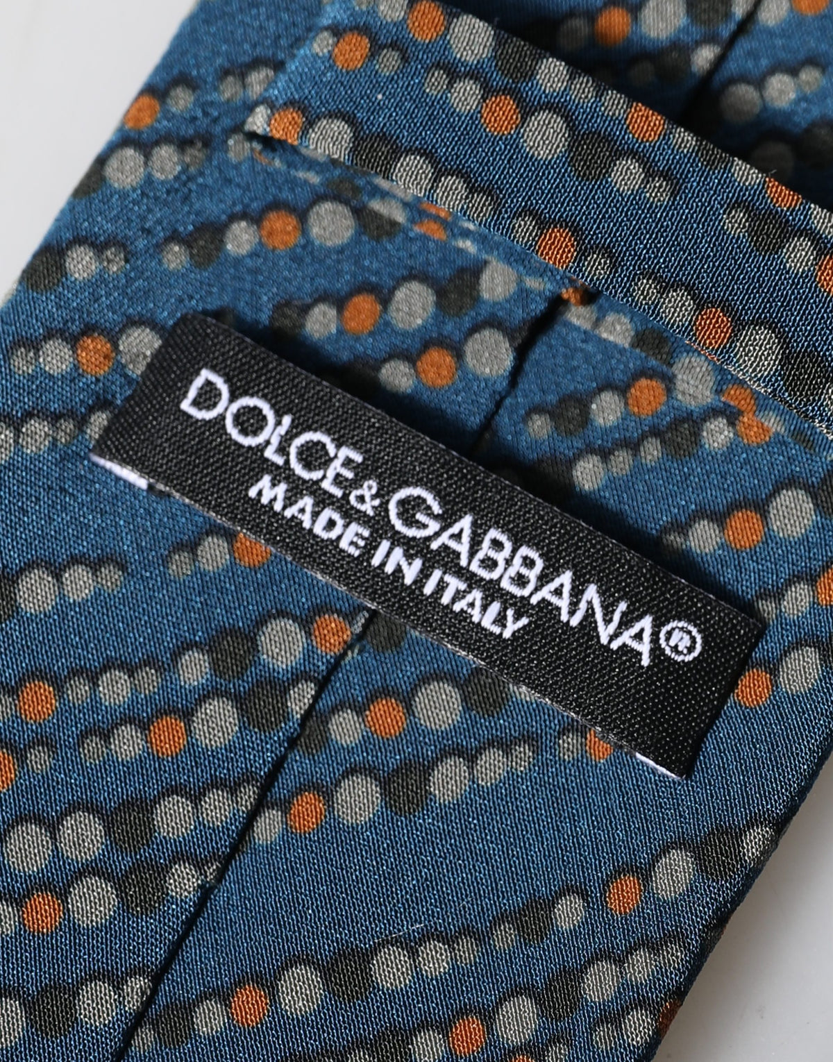 Dolce & Gabbana Blue Patterned 100% Silk Adjustable Necktie