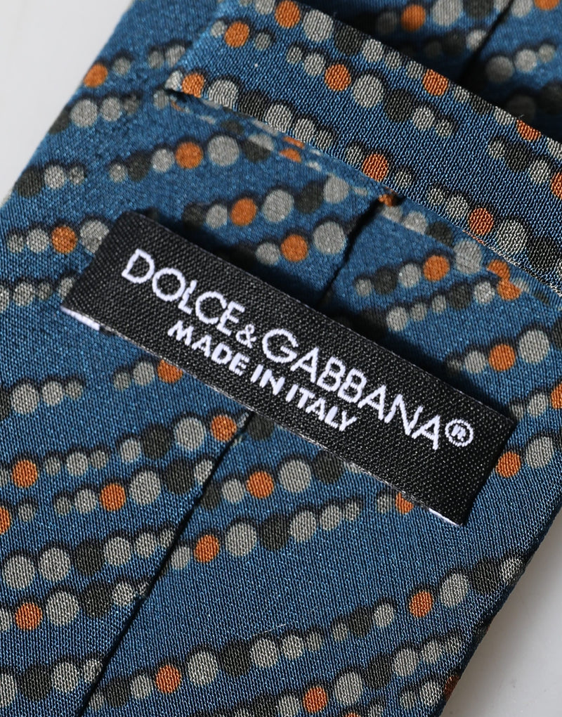 Dolce & Gabbana Blue Patterned 100% Silk Adjustable Necktie