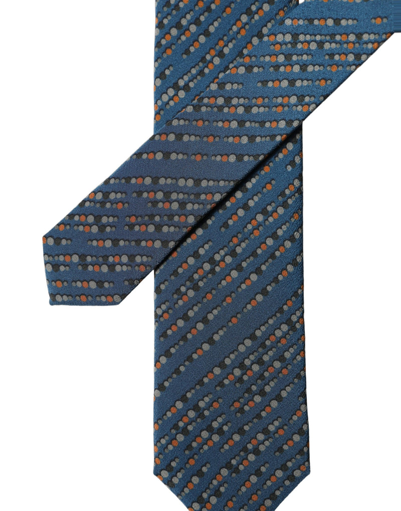 Dolce & Gabbana Blue Patterned 100% Silk Adjustable Necktie