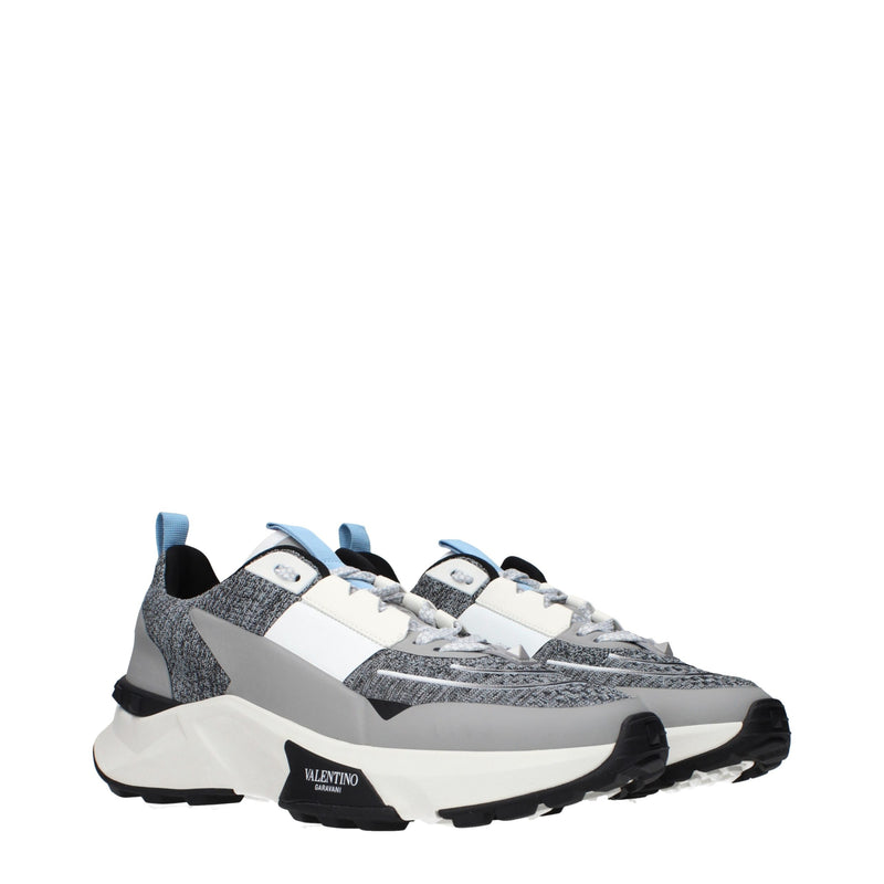 Valentino Garavani Gray Fabric Athletic Sneakers for Men