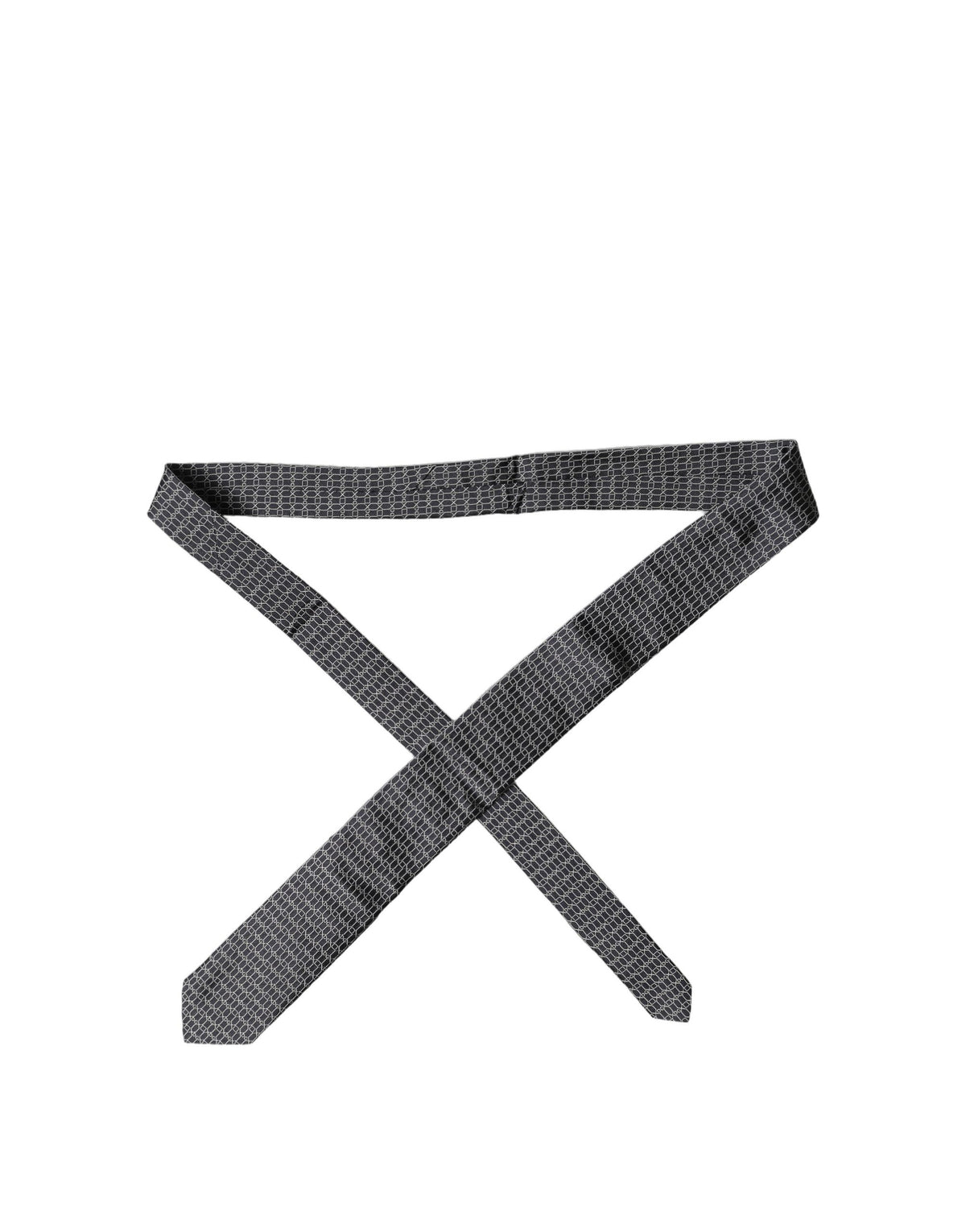 Dolce & Gabbana Black Geometric DG Silk Adjustable Necktie