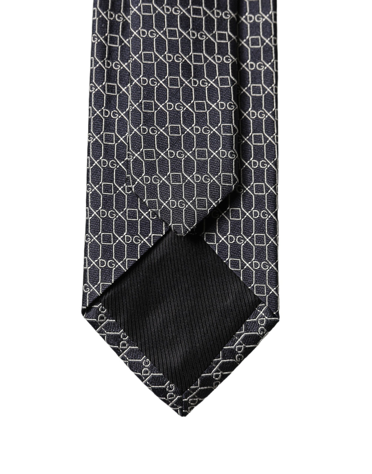 Dolce & Gabbana Black Geometric DG Silk Adjustable Necktie