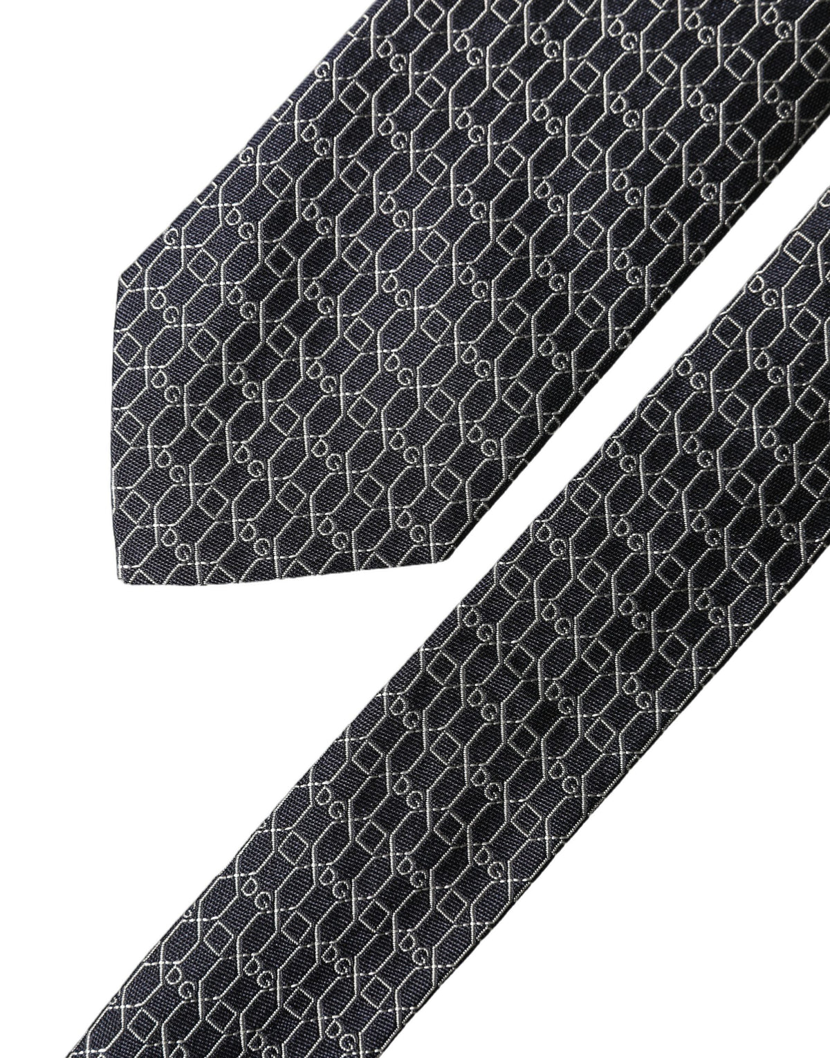 Dolce & Gabbana Black Geometric DG Silk Adjustable Necktie