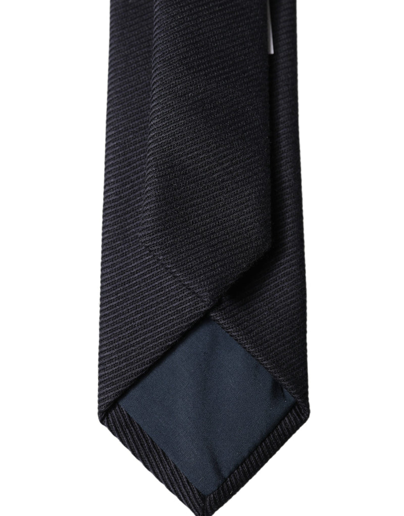 Dolce & Gabbana Black Solid 100% Silk Adjustable Necktie